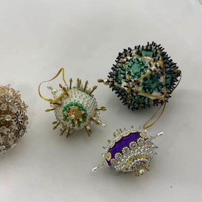 (182) Vintage | Four VERY Ornate Push Pin Ornaments