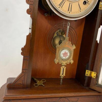 .12. Antique | Victorian Gingerbread Mantle Clock | Dated 1884 | Runs