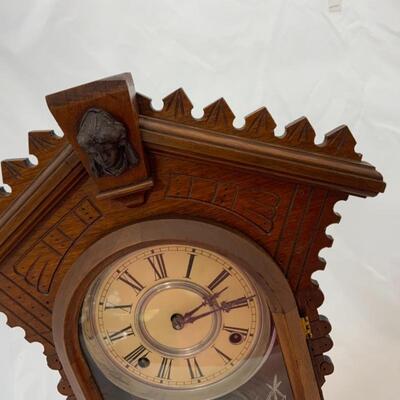 .12. Antique | Victorian Gingerbread Mantle Clock | Dated 1884 | Runs