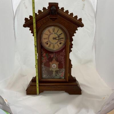 .12. Antique | Victorian Gingerbread Mantle Clock | Dated 1884 | Runs