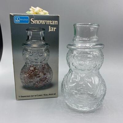 Anchor Hocking Snowman Jar Boxed YD#011-1120-00187