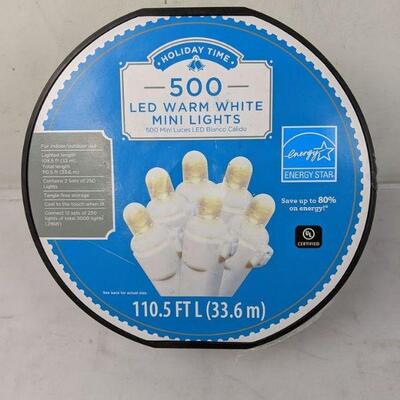 Holiday Time 108.5 ft, 500 Count White LED Mini String Christmas Lights - New