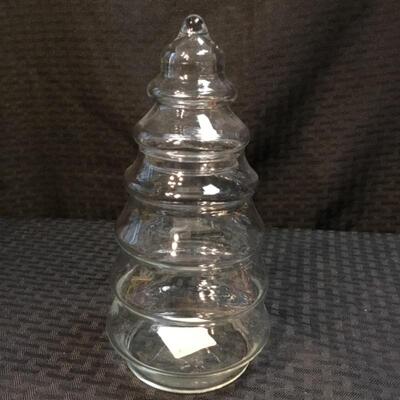 Glass Christmas Tree Candy Jar