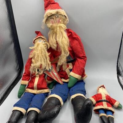 Rustic Folk Art Santa Claus Trio