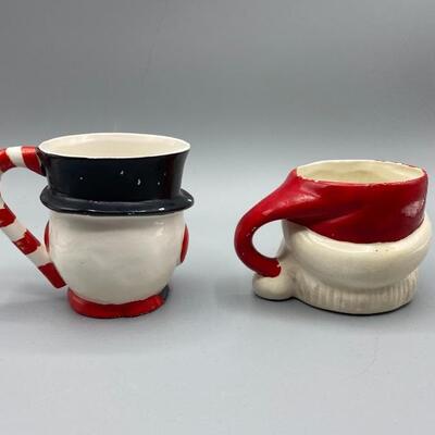 Vintage Snowman and Santa Coffee Mugs