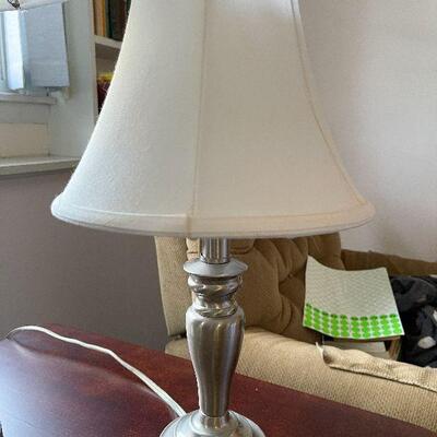 F107: Pair of Brushed Chrime Table Lamps