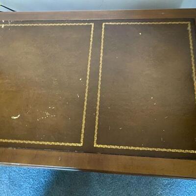 M144: Vintage Coffee Table with Leather Top