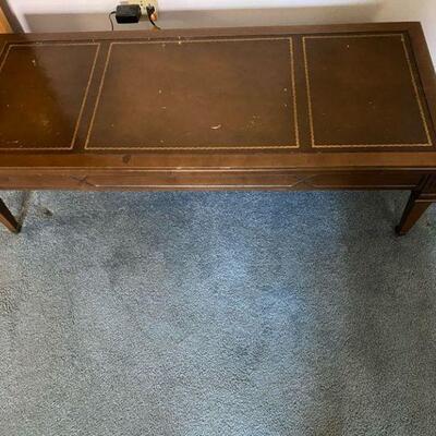 M144: Vintage Coffee Table with Leather Top