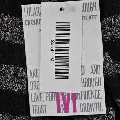 LuLaRoe Sarah Duster Long Cardigan Sweater, Black/Gray Stripes size Medium - New