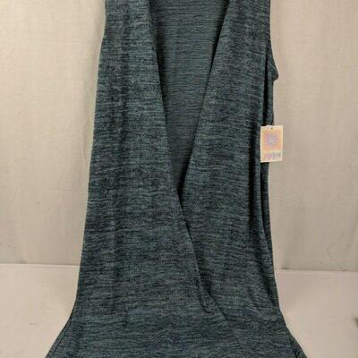 LuLaRoe Joy Vest. Light Blue/Blue/Gray Microstripe/Heathered. Size Small - New