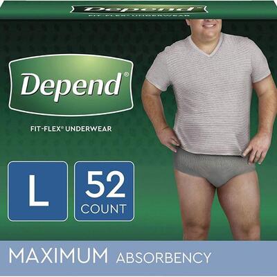 Depend FIT-FLEX Incontinence Underwear for Men, Disposable, L, 52 Count - New