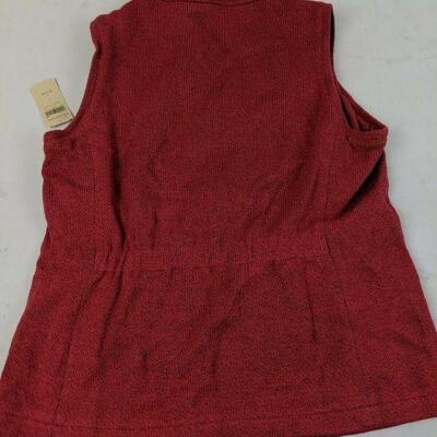 Womens Large 14 Coldwater Creek Red Sweater Knit Vest, Red, Lined, Soft, Pockets