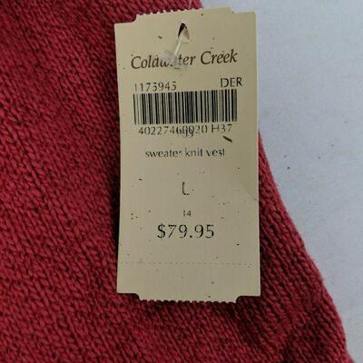 Womens Large 14 Coldwater Creek Red Sweater Knit Vest, Red, Lined, Soft, Pockets
