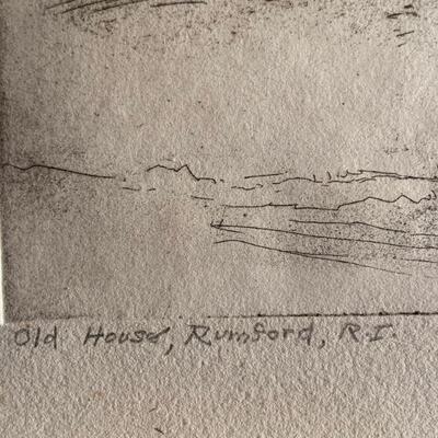 Original etching of house in Rumford RI