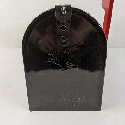 Elite Medium Black Galvanized Steel Post-Mount Mailbox - New, Small Scratch