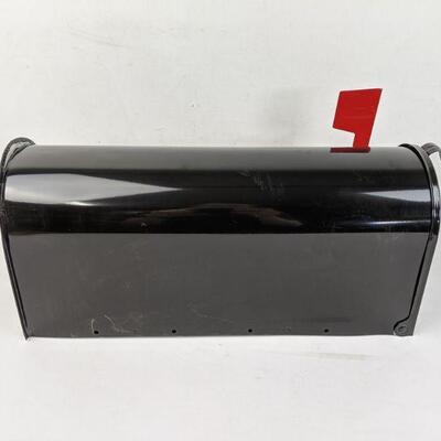 Elite Medium Black Galvanized Steel Post-Mount Mailbox - New, Small Scratch