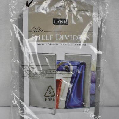 Lynk Vela Shelf Dividers - Closet Shelf Organizer (Set of 2) - Platinum