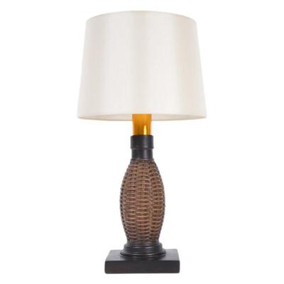Torch Light Wireless All-Weather Table Lamp, Bronze, Wicker - New