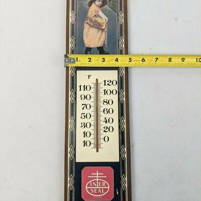 Vintage Inter Seal Wooden Thermometer Plaque, 1426, George Nathan 1984