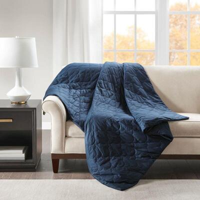 Beautyrest Deluxe Quilted Cotton Solid Weighted Blanket - New, Open Box