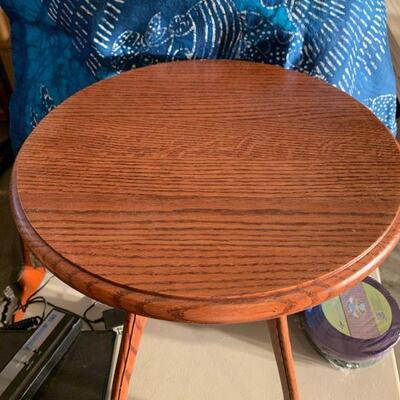 Small round oak side table