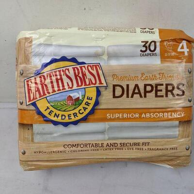 Earth's Best TenderCare Diapers Size 4, 30 Count - New
