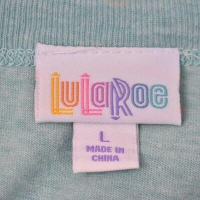 LuLaRoe Liv T-Shirt, Aqua with Yellow 