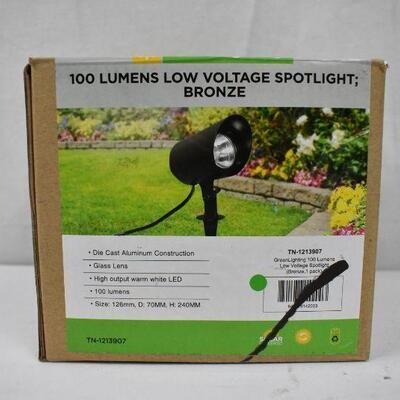 Spotlight by GreenLighting. 100 Lumens, Low Voltage, Bronze - New