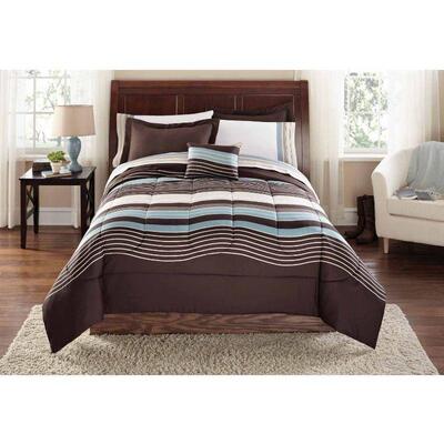 Full Mainstays Urban Stripe Bed in a Bag Coordinated Bedding - New