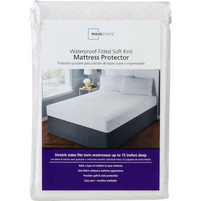 Mainstays Fitted Waterproof Fitted Soft Knit Mattress Protector, Twin - New