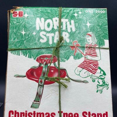 Vintage Metal Christmas Tree Stand w/ Original Box