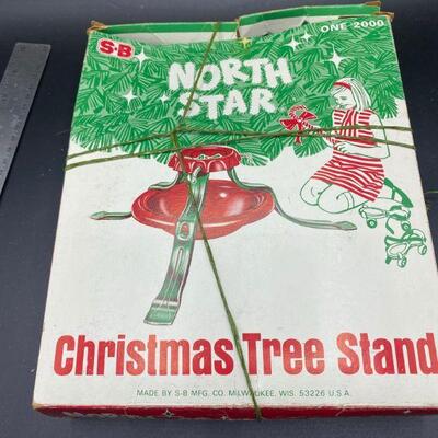 Vintage Metal Christmas Tree Stand w/ Original Box