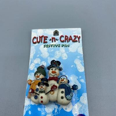 Cute and Crazy Festive Holiday Snowman Pin YD#012-1120-00069