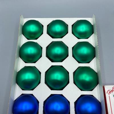 Blue and Green Glass Christmas Tree Balls Boxed YD#011-1120-00196