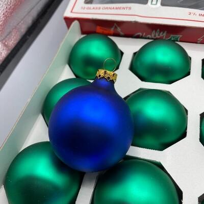 Blue and Green Glass Christmas Tree Balls Boxed YD#011-1120-00196