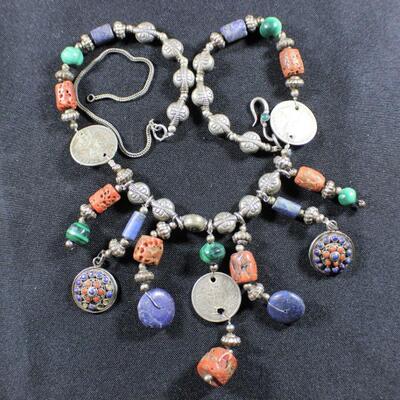 LOT#5: Marked Sterling Indian Beaded Necklace