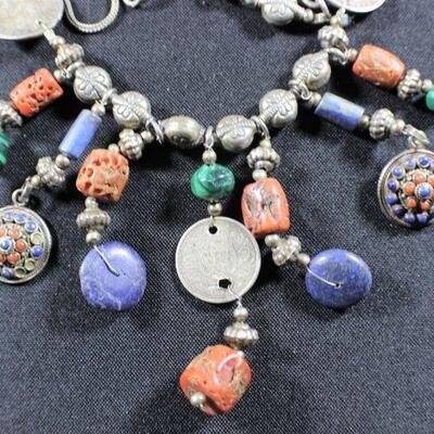 LOT#5: Marked Sterling Indian Beaded Necklace