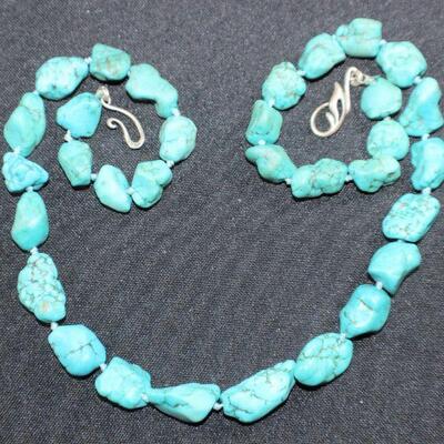 LOT#6: Marked .925 Chunky Turquoise Necklace