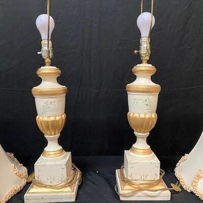 LOT#8: 2 Painted Wooden Gilted Lamps