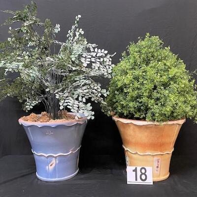 LOT#18: Pair of Classico Vase/Planter Lot with Faux Plants