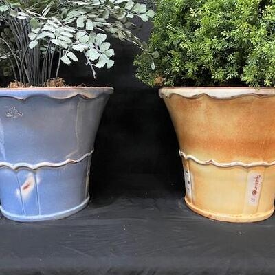 LOT#18: Pair of Classico Vase/Planter Lot with Faux Plants