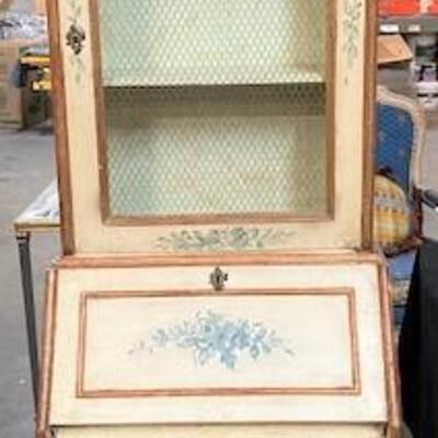 LOT#33: Small Painted Secretary with Cupboard