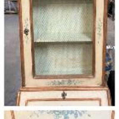 LOT#33: Small Painted Secretary with Cupboard