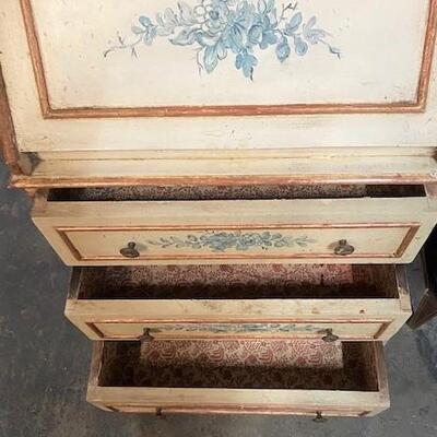 LOT#33: Small Painted Secretary with Cupboard