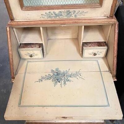 LOT#33: Small Painted Secretary with Cupboard