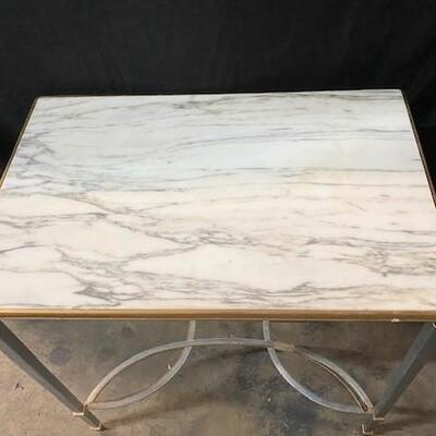 LOT#49: Marble Top Table with Iron Legs