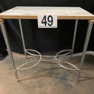 LOT#49: Marble Top Table with Iron Legs