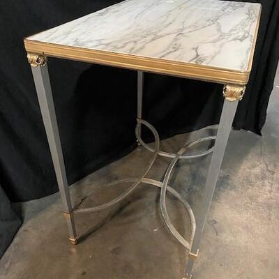 LOT#49: Marble Top Table with Iron Legs