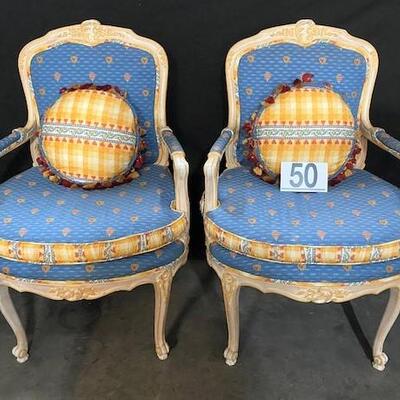 LOT#50: Pair of Provincial Arm Chairs