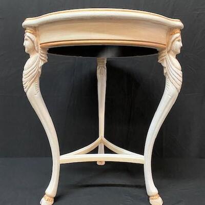 LOT#51: Provincial Style Occasional Table with Faux Marble Top